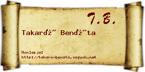 Takaró Benáta névjegykártya